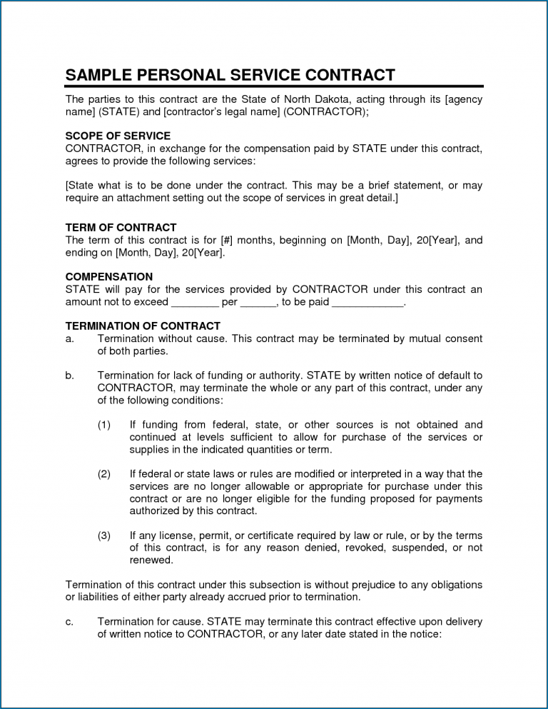 √ Free Printable Business Services Contract Template