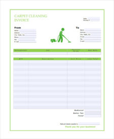 Sample of Carpet Cleaning Receipt Template