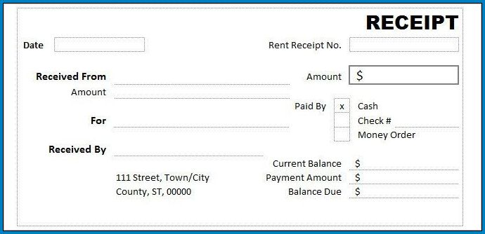 Sample of Cash Receipt Template Word