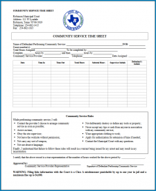Sample of Community Service Timesheet Template
