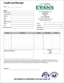 Sample of Credit Card Receipt Template