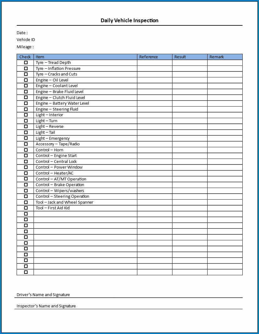 Sample of Daily Checklist Template