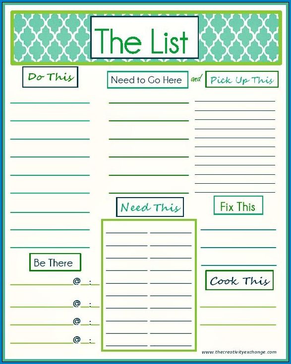 Sample of Daily To Do List Template