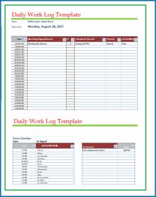 √ Free Printable Daily Work Log Template