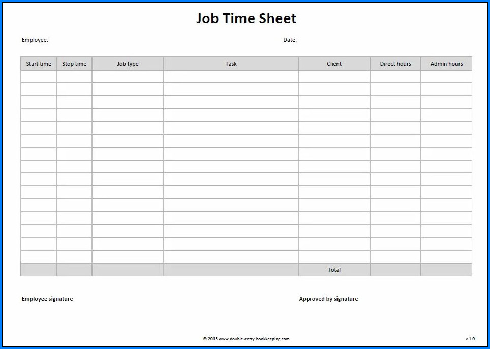Sample of Employee Timesheet Template