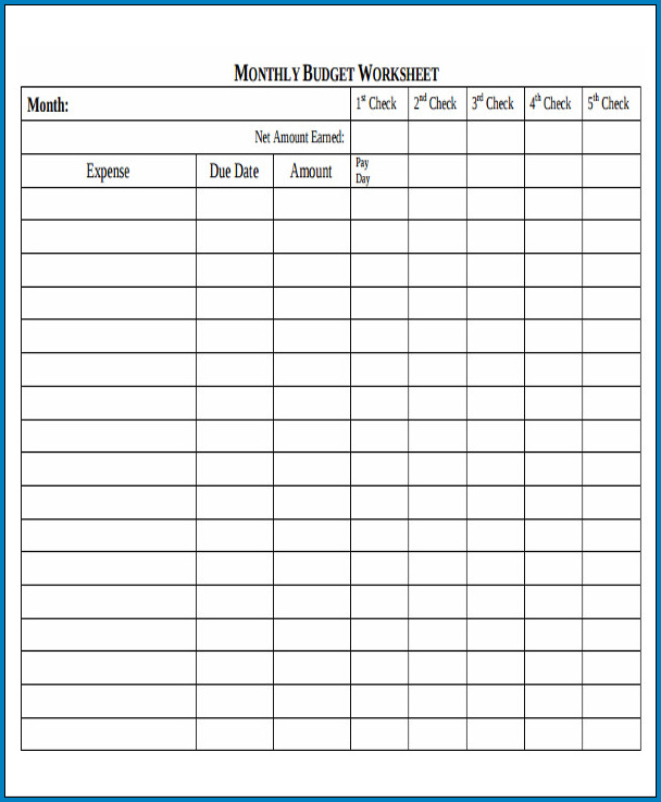 Sample of Excel Budget Calendar Template