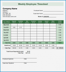 Sample of Excel Timesheet Template
