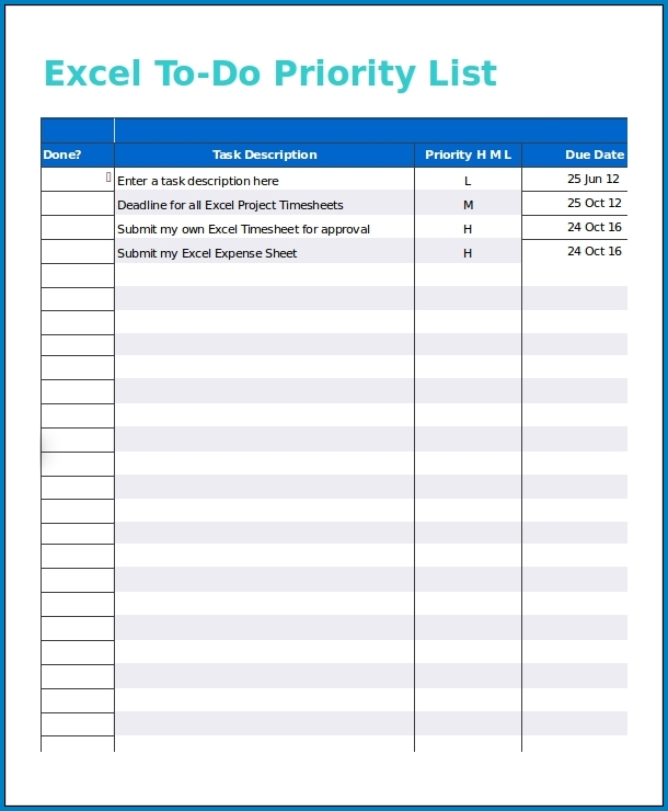 Free To Do List Template Excel