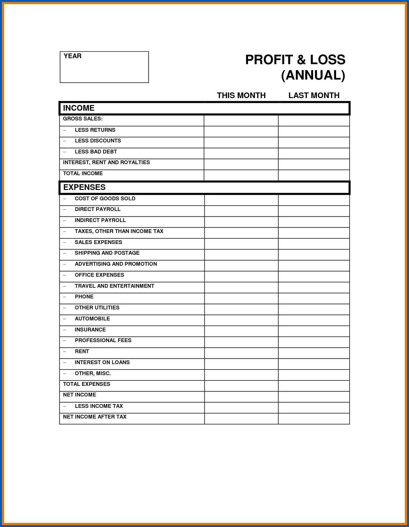 Profit And Loss Statement Template For Self Employed Excel from www.templateral.com
