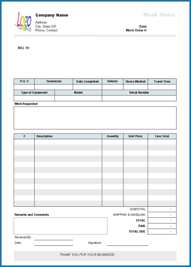 Work Order Template Excel from www.templateral.com