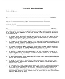 Sample of General Power of Attorney Form