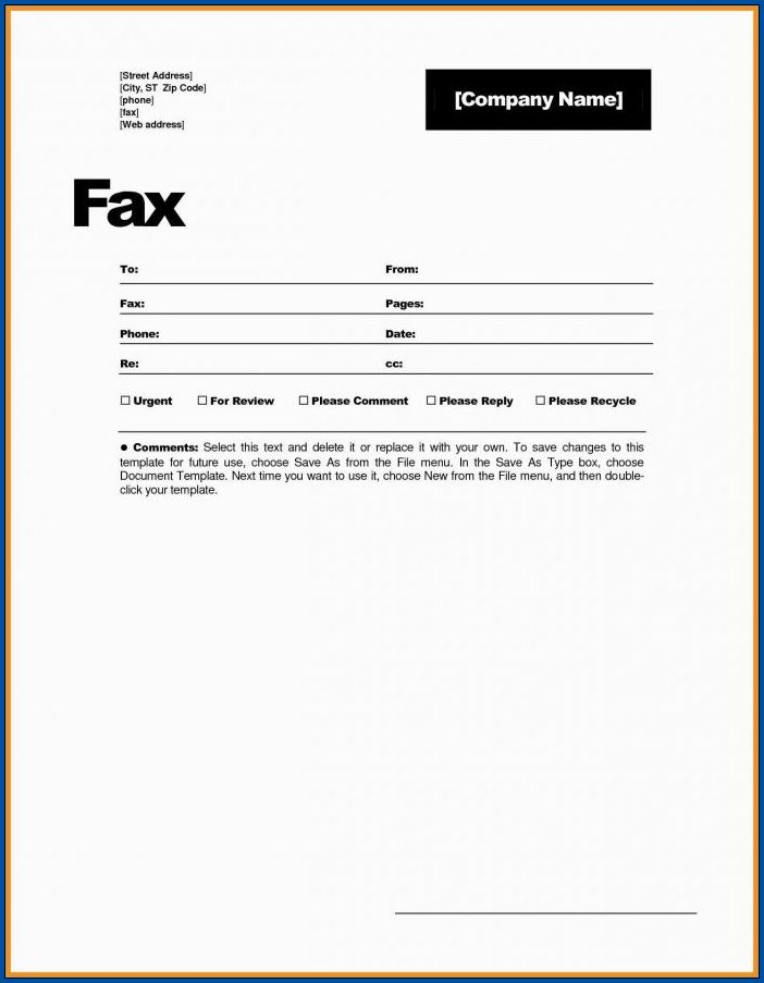 Sample of Generic Fax Cover Sheet Template