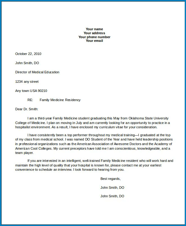 Sample of Hospital Job Cover Letter Template