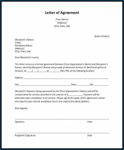 exonerate Printable Letter Of concurrence amongst Two Parties