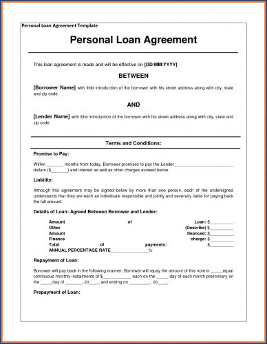 √ Free Printable Loan Contract Template