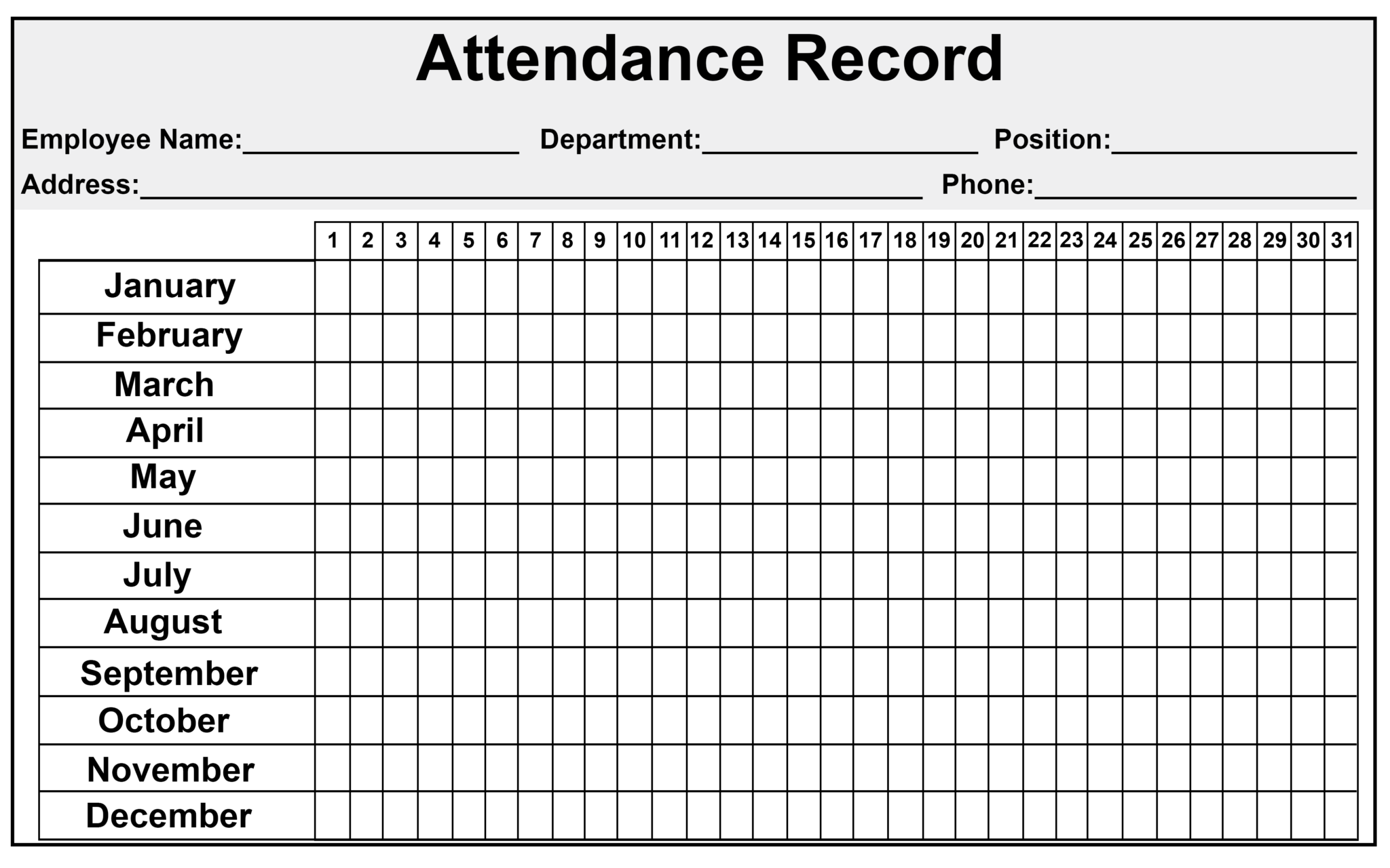 √ Office Staff Attendance Sheet Template