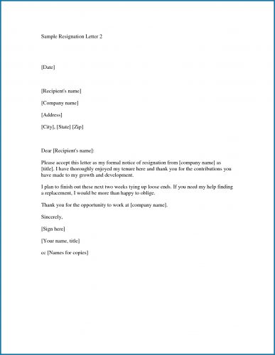 Resignate √ Free Printable Official Letter Of Resignation Template