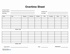 Sample of Overtime Hours Tracker Template