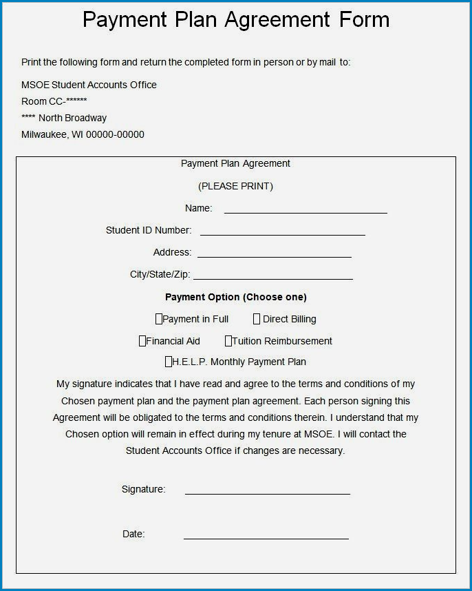Example of Payment Agreement Template