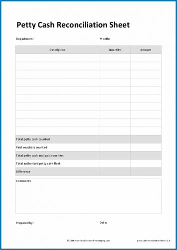 √ Free Printable Petty Cash Reconciliation Form
