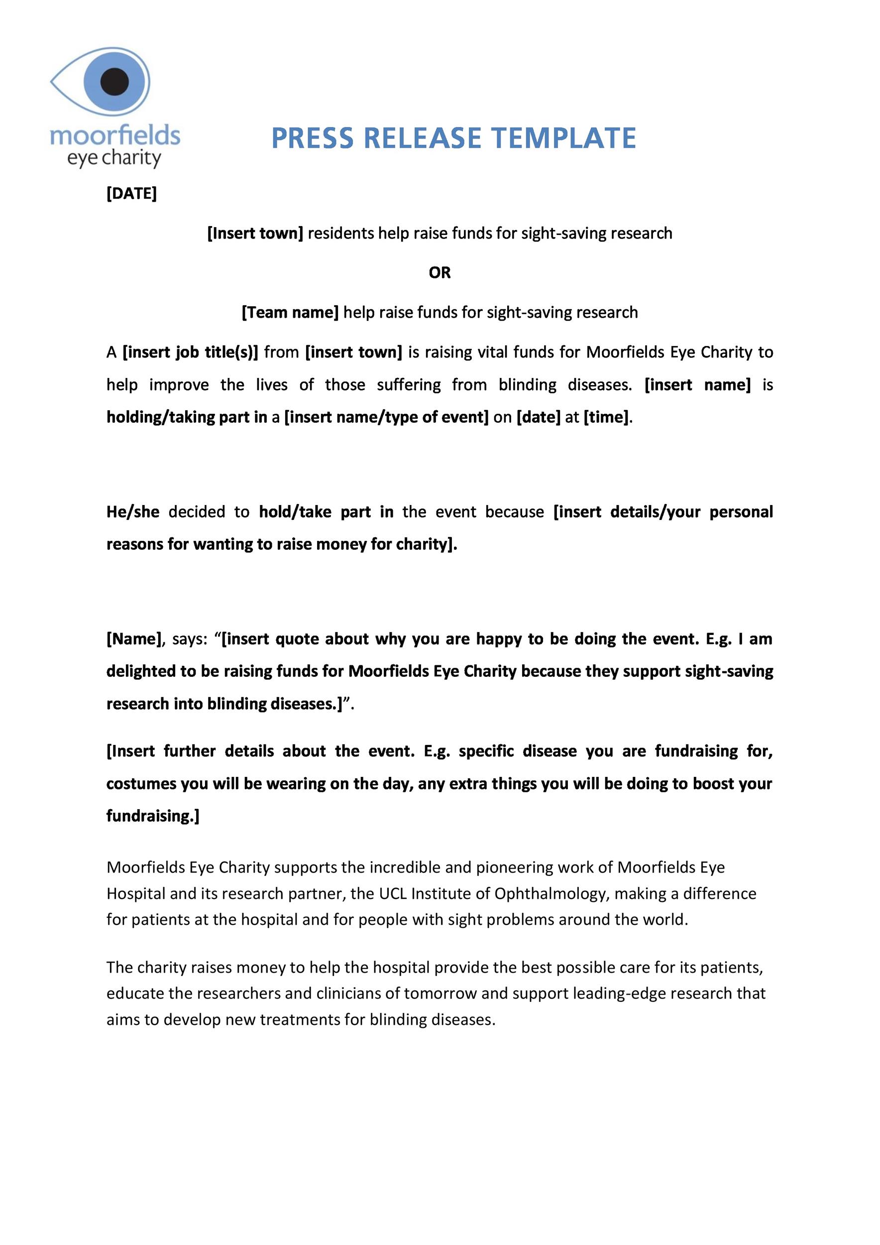 Sample of Press Release Template