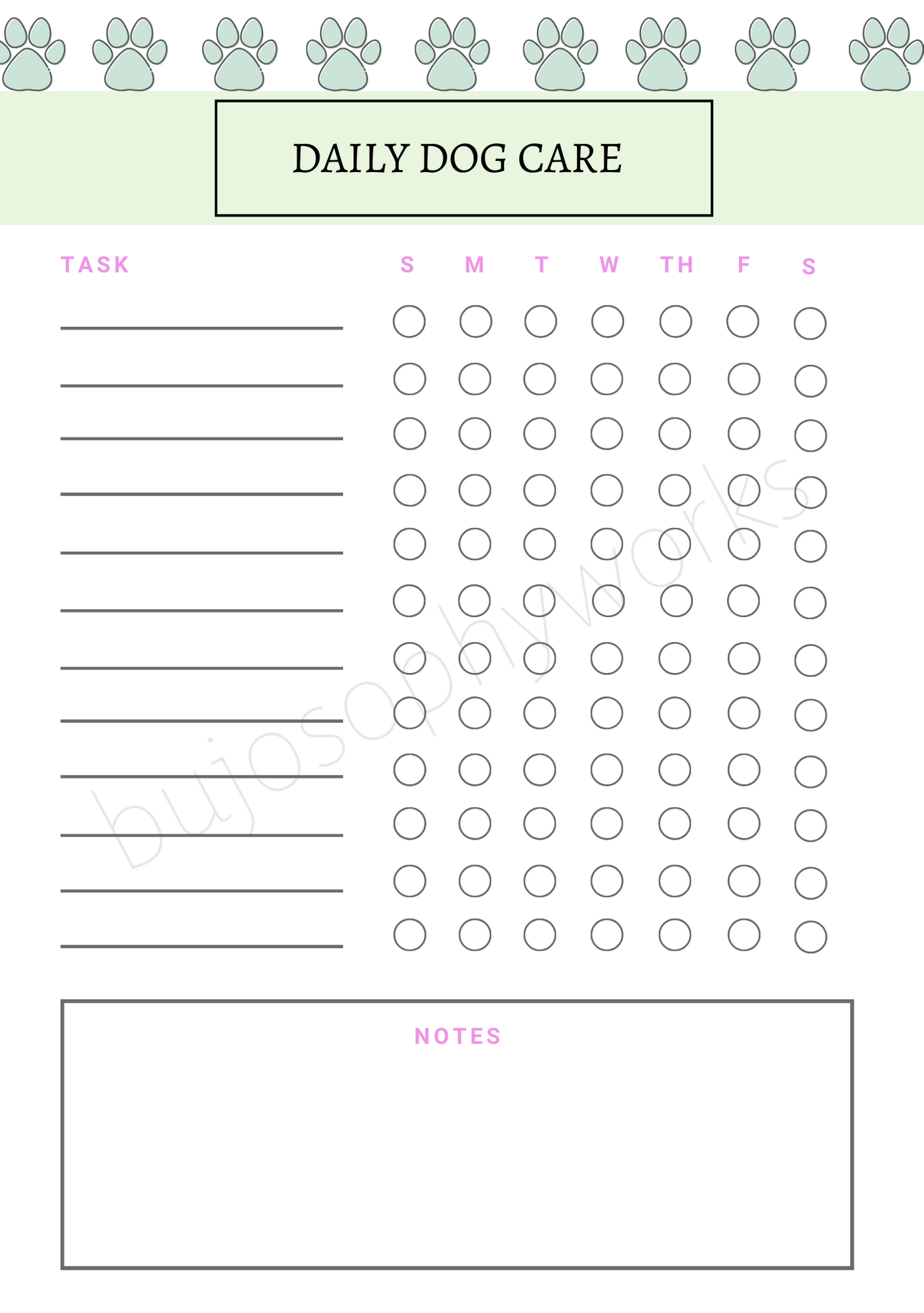 Sample of Printable Daily Dog Care Checklist Template Sample of Printable Daily Dog Care Checklist Template