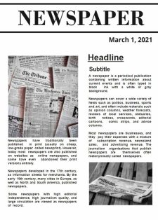 Sample of Printable Newspaper Template