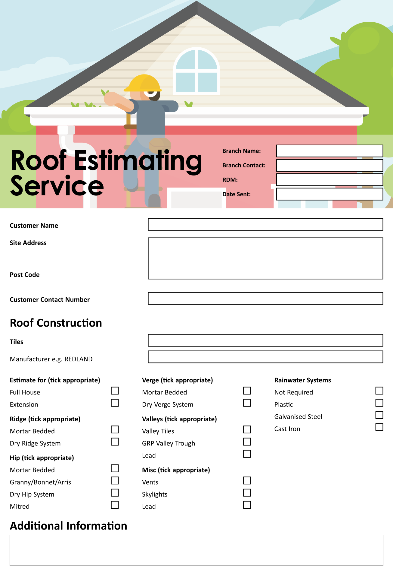 Sample of Printable Roof Estimate Template Sample of Printable Roof Estimate Template