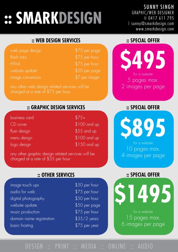 Sample of Printable Web Design Price List Template Sample of Printable Web Design Price List Template
