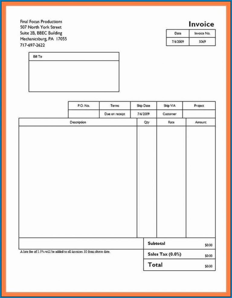 √ Free Printable Professional Invoice Template