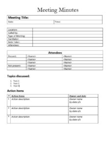 Sample of Project Meeting Minutes Template