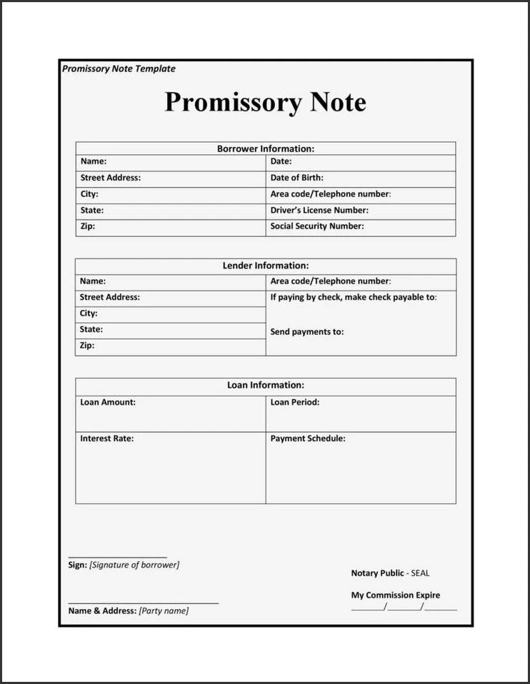 Sample of Promissory Agreement Template