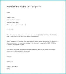 Sample of Proof of Funds Letter Template