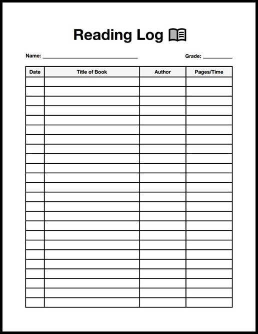 Sample of Reading Log Template Sample of Reading Log Template