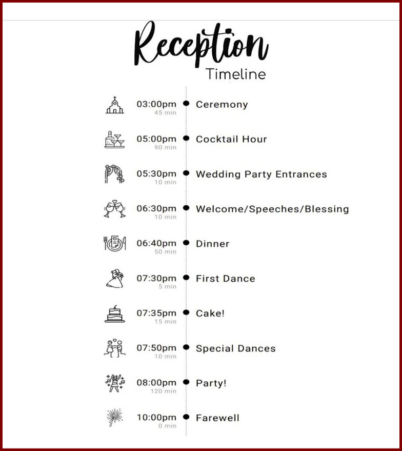 Sample of Reception Schedule Template Sample of Reception Schedule Template