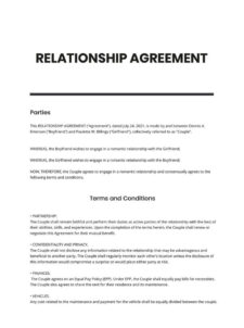 Sample of Relationship Agreement Template