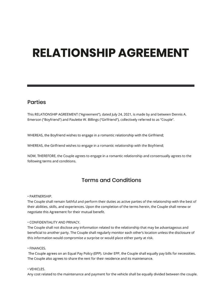 Sample of Relationship Agreement Template