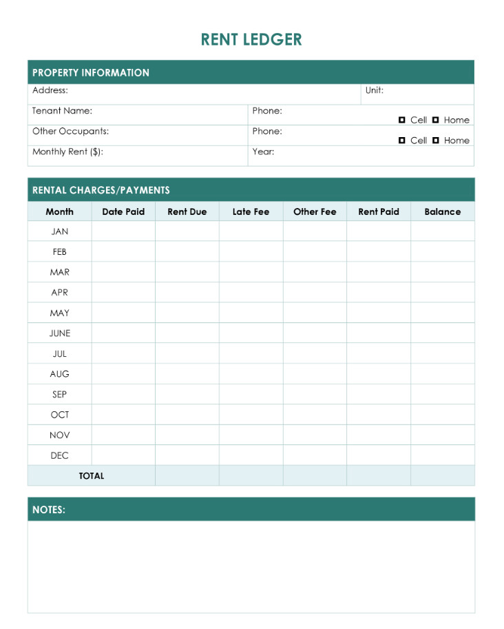 Sample of Rental Ledger Template Sample of Rental Ledger Template