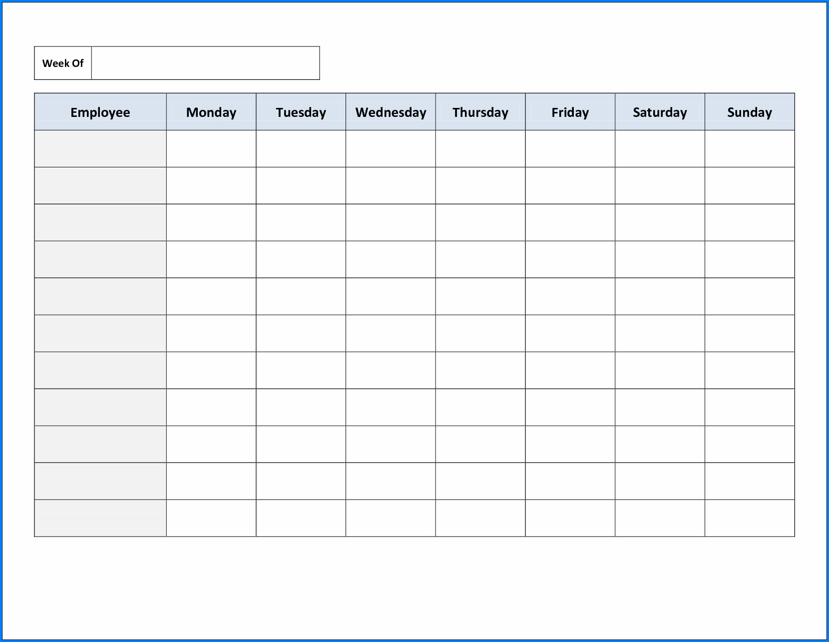 Sample of Schedule Template