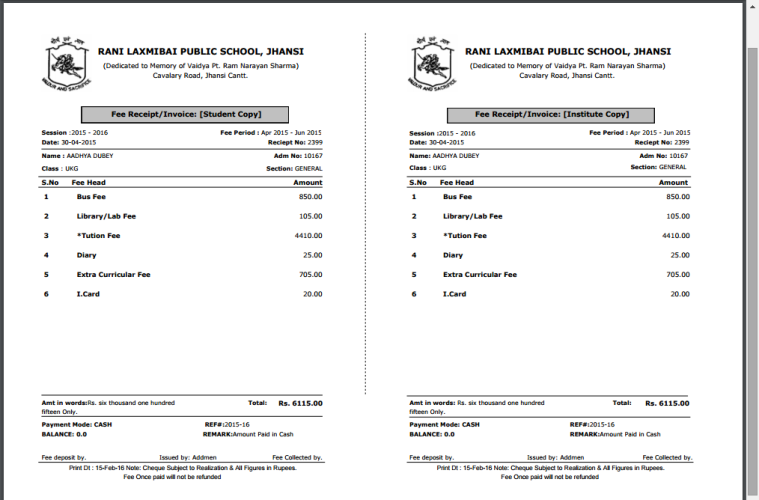 √ School Fee Book Format Template (Excel)
