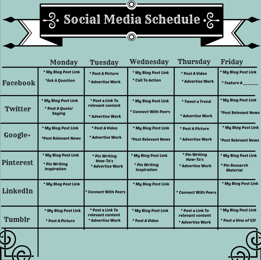 Sample of Social Media Post Schedule Template