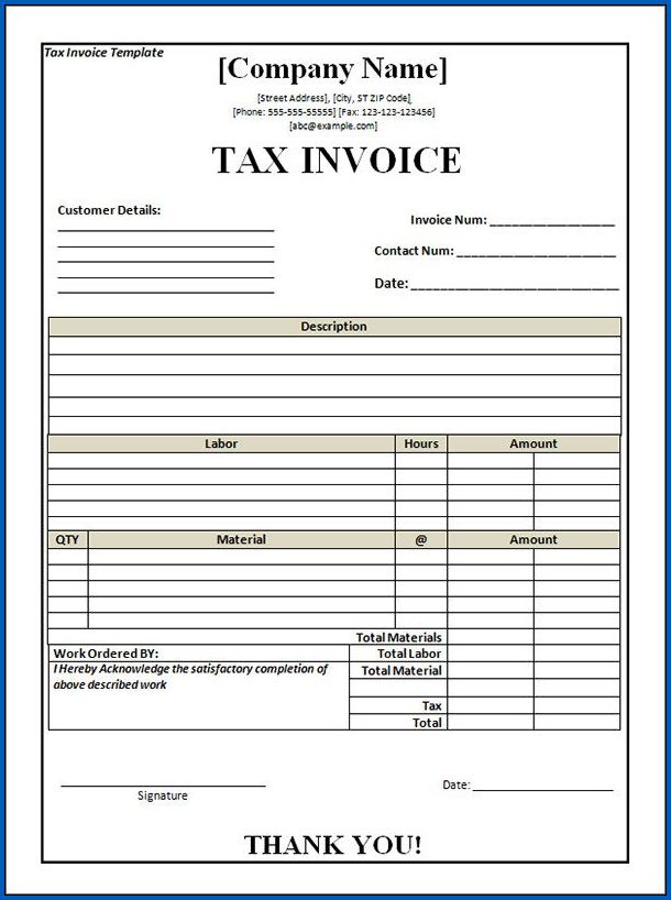 Sample of Tax Receipt Template