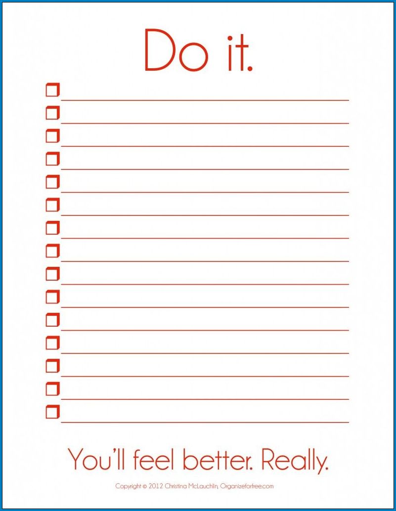 Sample of Things To Do List Template