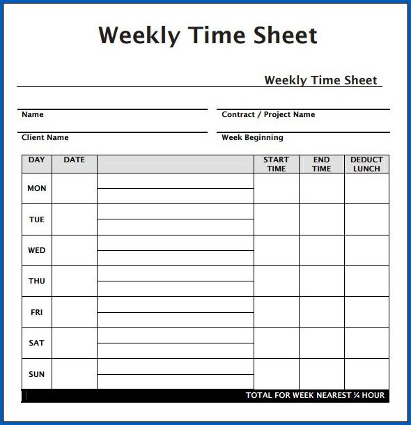 Sample of Timesheet Template