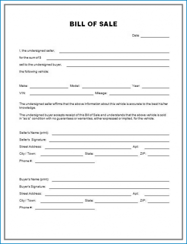 √ Free Printable Used Car Bill Of Sale Template