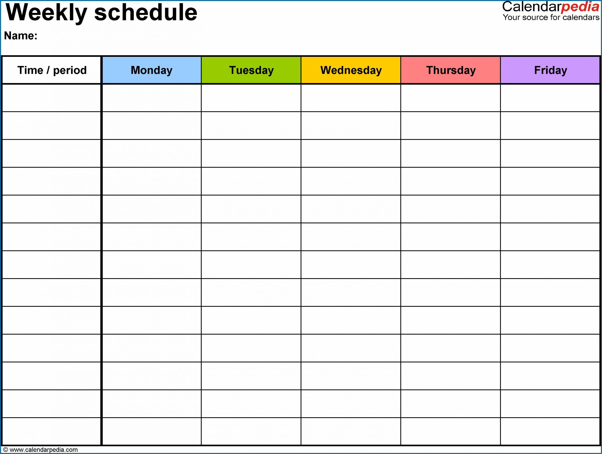Sample of Weekly Schedule Template Word