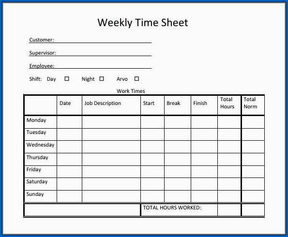 Sample of Weekly Timesheet Template Excel