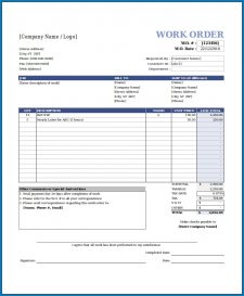 Sample of Work Order Template | Templateral