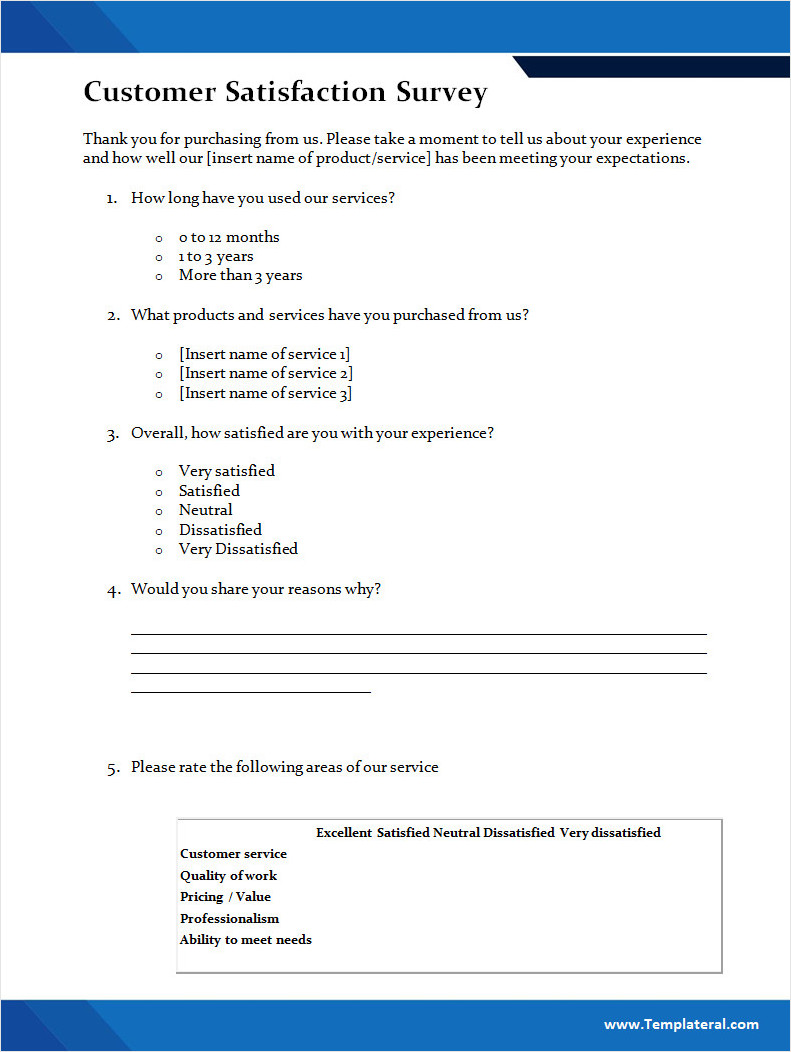 Satisfaction Survey Template Satisfaction Survey Template