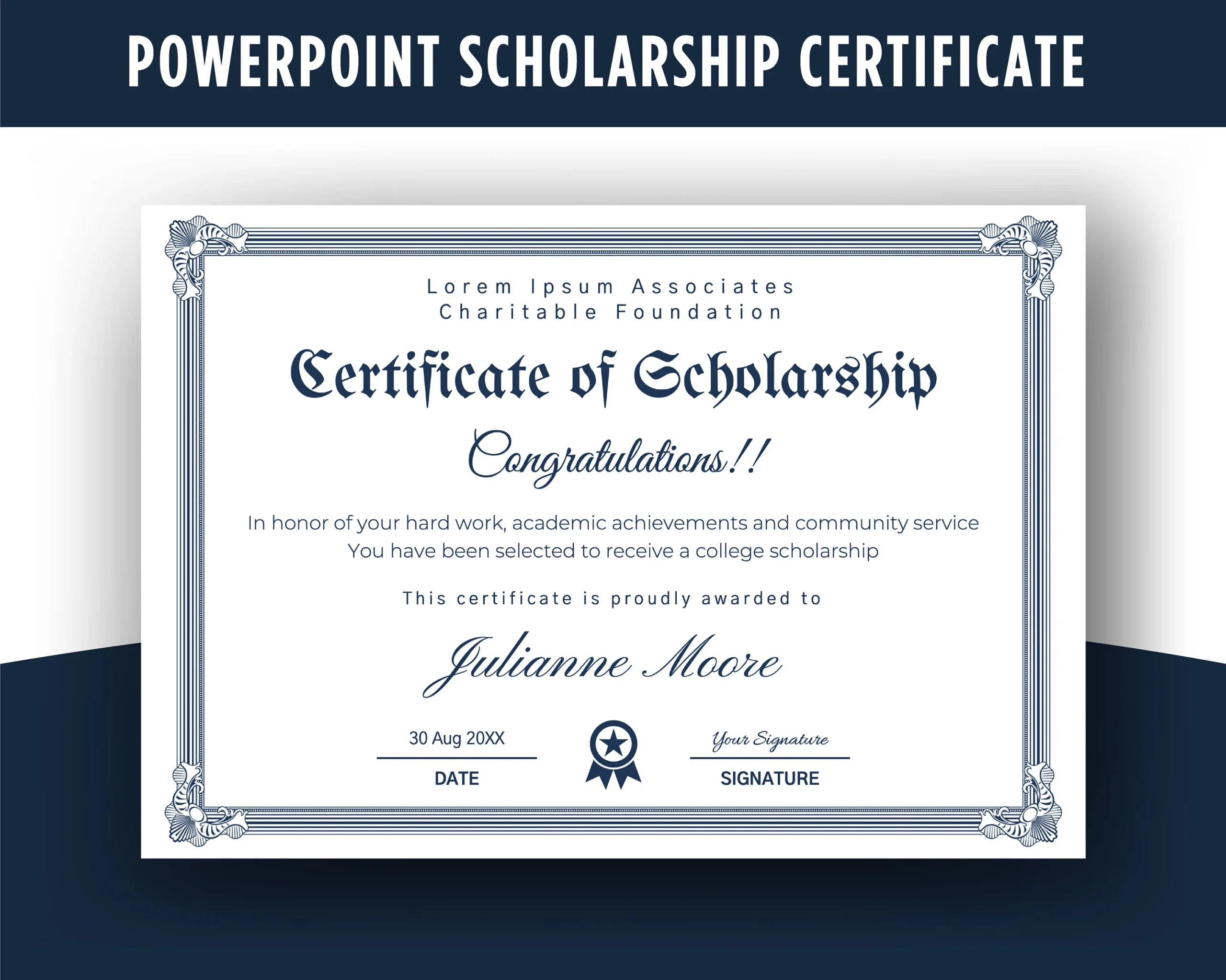 Scholarship Certificate Template